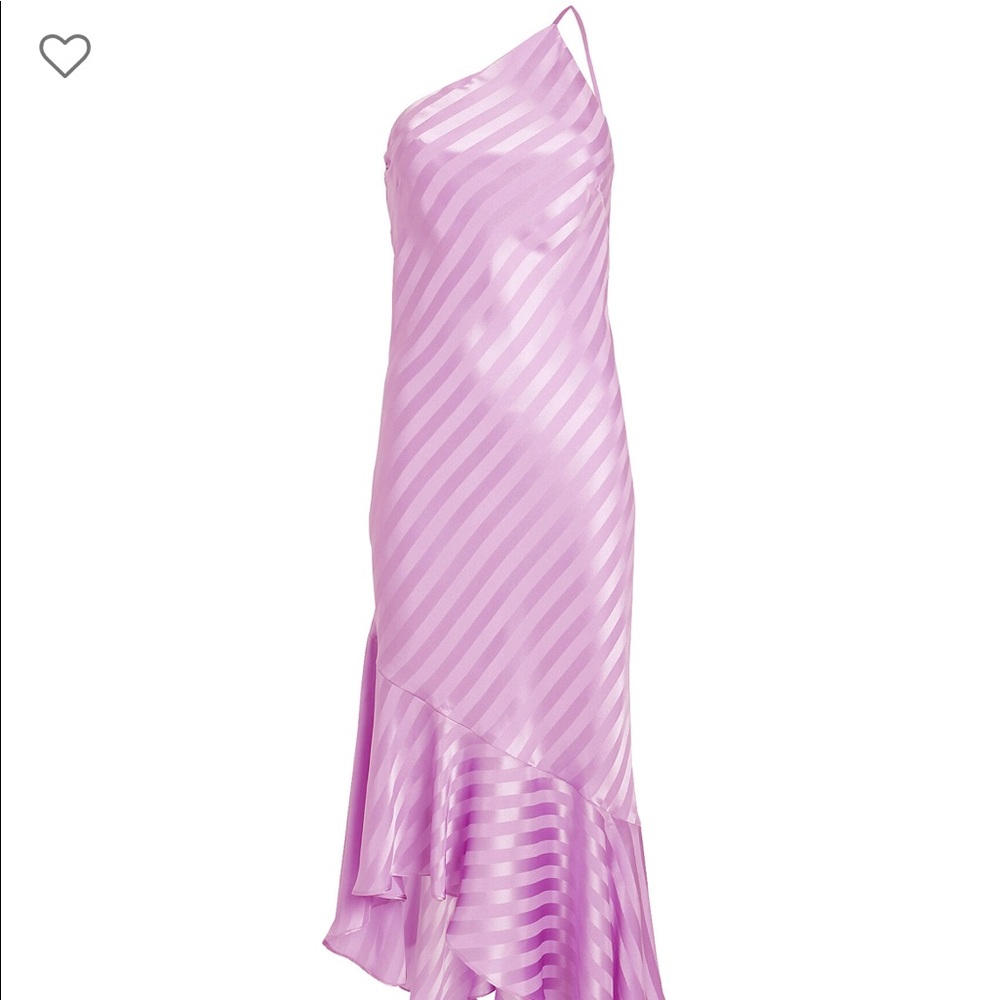 One shoulder shadow stripe ruffle dress